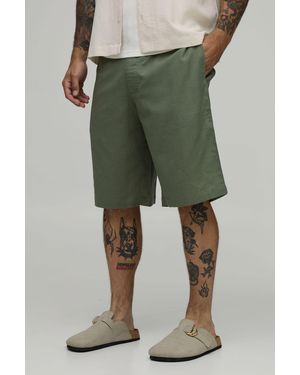 BoohooMAN Baggy Fit Half & Waist Cargo Shorts - Green