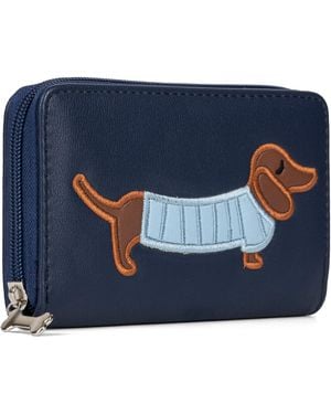 Woodland Leathers Rfid Zip Around Purse – Dog Applique Wallet - Blue