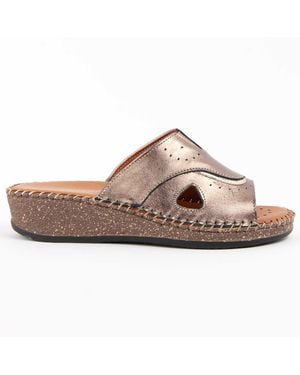 Purapiel Wedge Sandal Leida3 Leather - Brown