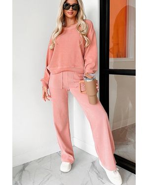 Everyday the Label Corduroy Lounge Set Wide Leg Trousers - Pink