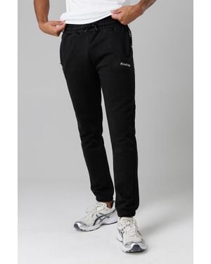 Firetrap Cotton Rich Brushed Fleece Joggers With Logo Strip Detail - Black