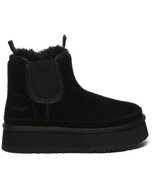 EverAu Australia Ever Au Shoveler Leather Platform Short Chelsea Boots - Black