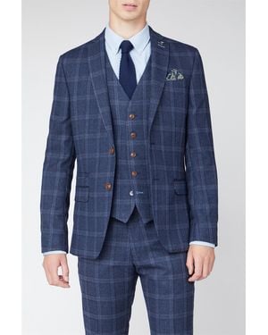Antique Rogue Overcheck Suit Jacket - Blue