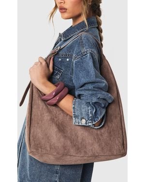Boohoo Faux Suede Slouchy Shoulder Bag - Blue