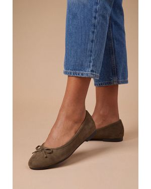 Good for the Sole Tara Faux Suede Bow Detail Comfort Sock Ballet Court Shoes - Blue
