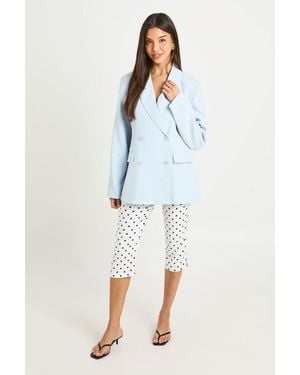 Boohoo Double Breasted Barrel Sleeve Blazer - Blue