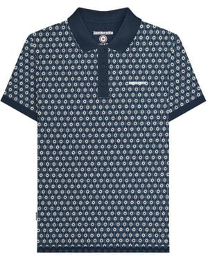 Lambretta Rondel Geometrisch Groot & Lang Poloshirt (marine / Zilver) - Blauw