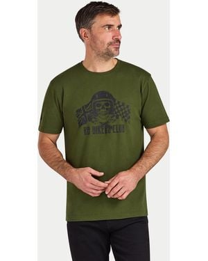 Raging Bull Rb Bikers Club Print T-Shirt Army Cotton - Green