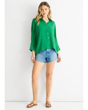 Gini London Mid Kimono Oversized Blouse - Green