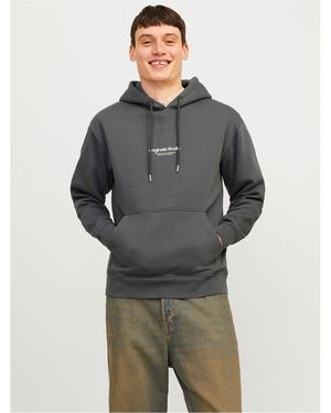 Jack & Jones And Vester Lettering Hooded Neck Sweatshirt - Grey