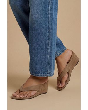 Oasis Karrie Faux Suede Toe Post Wedge Sandals - Blue