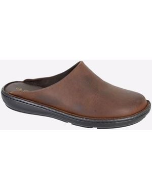 Roamer Kelvin Stitchdown Leather Slippers - Brown