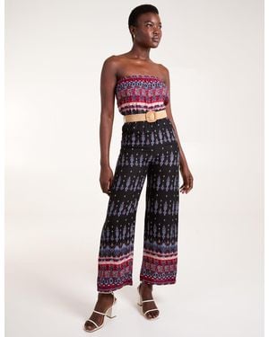 Blue Vanilla Belted Bandeau Jumpsuit - Red