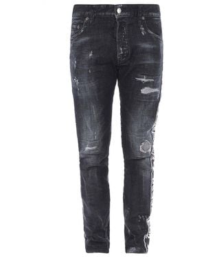 DSquared² Skater Jean Zwarte Denim Broek Met Afgetapete Zoom - Blauw