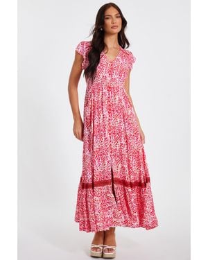 Quiz Animal Print Midaxi Dress - Red