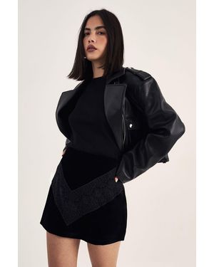 Nasty Gal Velvet Lace Insert Mini Skirt - Black