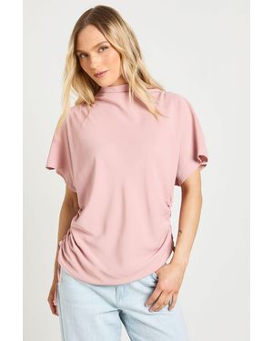 Boohoo Petite Loose Ruched Side Body Top - Pink