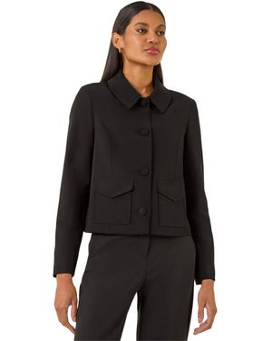 Roman Smart Buttoned Pocket Jacket - Black