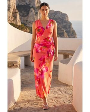 D.u.s.k Floral Frill Maxi Dress - Red