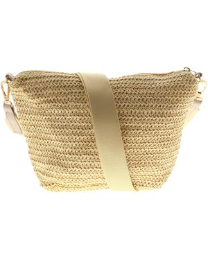 Wynsors Small Crossbody Bag Woven Effect Laze Zip Fastening Natural Cream - Metallic