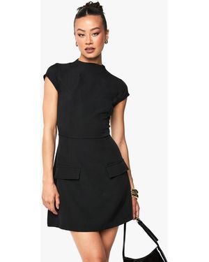 Boohoo Tall High Neck Structured Tailored Mini Dress - Black