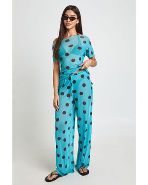 Boohoo Polka Dot Mesh Beach Trousers - Blue
