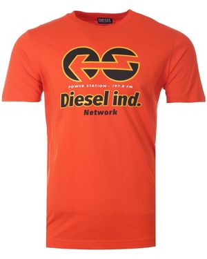 DIESEL Power Station-logo Pittig Oranje T-shirt