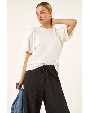 D.u.s.k Puff Sleeve Stretch T-Shirt - White