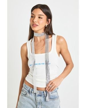 Boohoo Chainmail Skinny Scarf - White