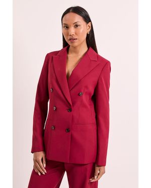 PRINCIPLES Relaxed Double Breasted Blazer - Red