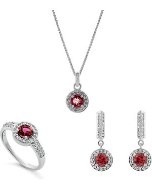 Orphelia 'Bristol' 925 Sterling Set: Necklace + Earrings + Ring - White