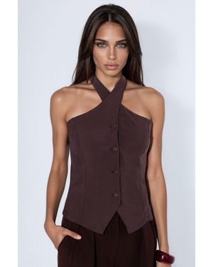 Hiccup Modal Blend Halter Tie Fitted Vest - Purple