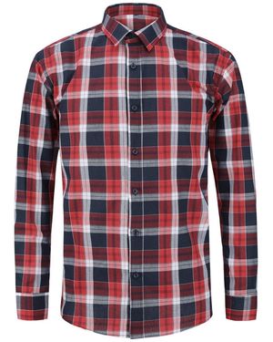 Allthemen Effen Overhemd Met Revers En Lange Mouwen Voor Geruit - Rood