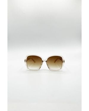 SVNX Round Square Side Detail Sunglasses - White