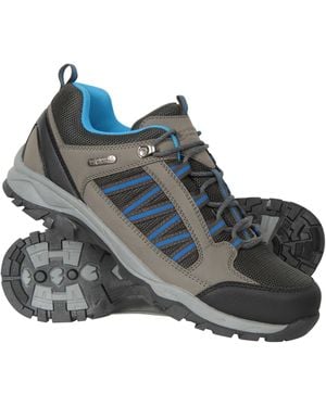 Mountain Warehouse 'Path' Walking Shoes Cushioned Footbed Mesh Lining Waterproof Comfy Trail Trekking Trainers - Blue
