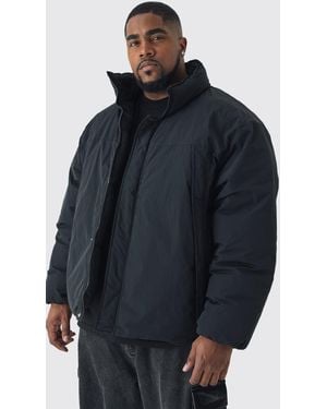 BoohooMAN Plus Funnel Neck Padded Jacket - Blue