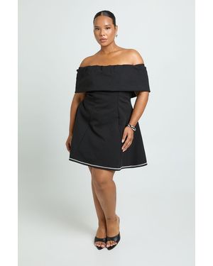 Boohoo Plus Structured Diamante Bardot Skater Dress - Black