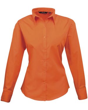 PREMIER Ladies Poplin Long-Sleeved Blouse - Orange