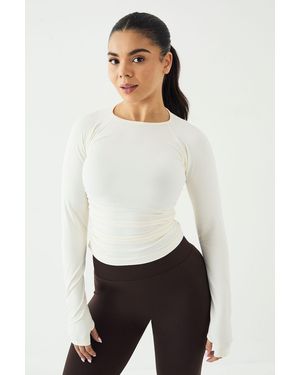 DSGN Studio Sport Contour Seamless Ruched Long Sleeve Top - White
