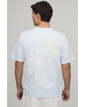 BoohooMAN Regular Palm Print Washed T-Shirt - White