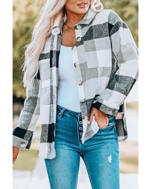 Everyday the Label Oversized Plaid Flannel Shirt Jacket - Blue