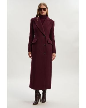 Karen Millen Wool Blend Tailored Fitted Maxi Coat - Purple