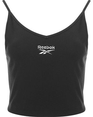 Reebok Small Central Logo Ribbed Vest Top - Black