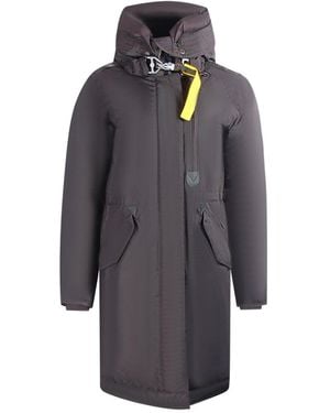 Parajumpers Tank Obsidian Donkerbruin Donsjack Met Capuchon - Grijs