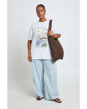 Boohoo Plus Saint Tropez Printed T Shirt - Blue