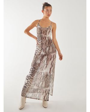 Pink Vanilla Print Mesh Maxi Dress - White
