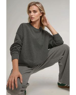 Hiccup Oversized Crew Neck Basic Sweatshirt - Grey