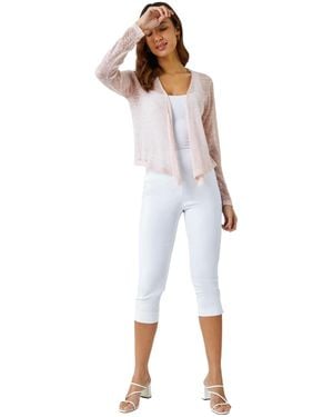 Roman Lightweight Knitted Shrug - White