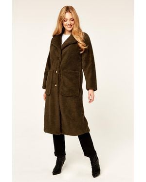 Gini London Longline Teddy Coat - Natural