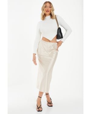 Quiz Knitted Turtle Neck Crop Jumper Viscose - White